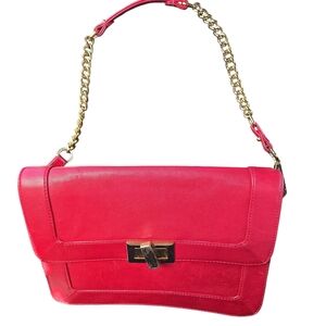 Elegant Red Leather Shoulder Bag
